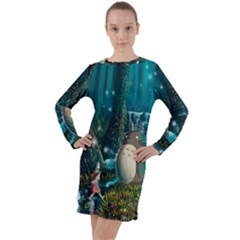 Anime My Neighbor Totoro Jungle Natural Long Sleeve Hoodie Dress by Sarkoni