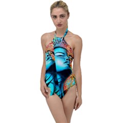 Color Detail Dream Fantasy Neon Psychedelic Teaser Go With The Flow One Piece Swimsuit by Sarkoni