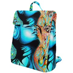 Color Detail Dream Fantasy Neon Psychedelic Teaser Flap Top Backpack by Sarkoni