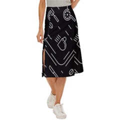 Coffee Background Midi Panel Skirt by Bedest