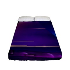 Egyptian Pyramids Night Landscape Cartoon Fitted Sheet (full/ Double Size) by Bedest