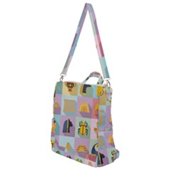 Egypt Icons Set Flat Style Crossbody Backpack by Bedest
