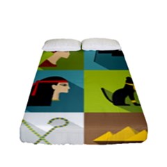Egypt Travel Items Icons Set Flat Style Fitted Sheet (full/ Double Size) by Bedest