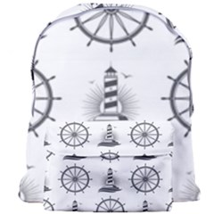 Marine Nautical Seamless Pattern With Vintage Lighthouse Wheel Giant Full Print Backpack by Bedest