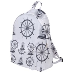 Marine Nautical Seamless Pattern With Vintage Lighthouse Wheel The Plain Backpack by Bedest
