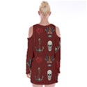 Tattoo Old School Background Pattern Velvet Long Sleeve Shoulder Cutout Dress View2