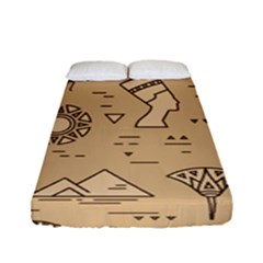 Egyptian Seamless Pattern Symbols Landmarks Signs Egypt Fitted Sheet (full/ Double Size) by Bedest
