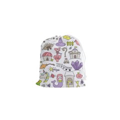 Fantasy Things Doodle Style Vector Illustration Drawstring Pouch (xs) by Bedest