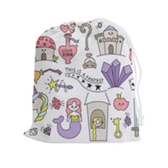 Fantasy Things Doodle Style Vector Illustration Drawstring Pouch (2xl) by Bedest