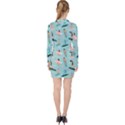 Beach Surfing Surfers With Surfboards Surfer Rides Wave Summer Outdoors Surfboards Seamless Pattern V-neck Bodycon Long Sleeve Dress View2