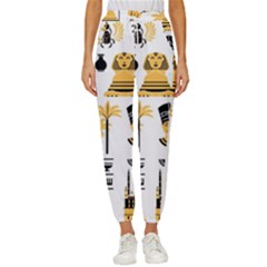 Egypt Symbols Decorative Icons Set Women s Cropped Drawstring Pants by Bedest