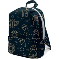 Dark Seamless Pattern Symbols Landmarks Sign Egypt Zip Up Backpack by Bedest