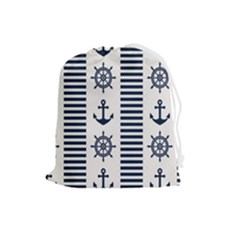 Nautical Seamless Pattern Vector Illustration Drawstring Pouch (large) by Bedest