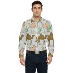 Camels Cactus Desert Pattern Men s Long Sleeve  Shirt by Hannah976