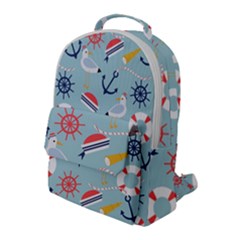 Nautical Marine Symbols Seamless Pattern Flap Pocket Backpack (large) by Hannah976