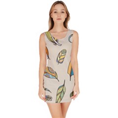 Vector Boho Doodle Feathers Seamless Pattern Illustration Bodycon Dress by Hannah976
