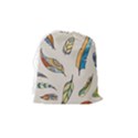 Vector Boho Doodle Feathers Seamless Pattern Illustration Drawstring Pouch (Medium) View2