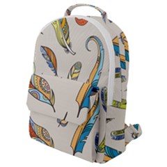Vector Boho Doodle Feathers Seamless Pattern Illustration Flap Pocket Backpack (small) by Hannah976