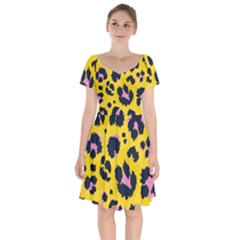 Leopard Print Seamless Pattern Short Sleeve Bardot Dress by Hannah976