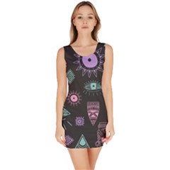 Vintage Seamless Pattern With Tribal Art African Style Drawing Bodycon Dress by Hannah976
