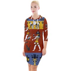 Ancient Egyptian Religion Seamless Pattern Quarter Sleeve Hood Bodycon Dress by Hannah976