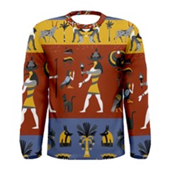 Ancient Egyptian Religion Seamless Pattern Men s Long Sleeve T-shirt by Hannah976