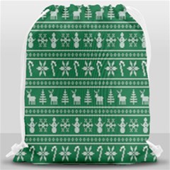 Wallpaper Ugly Sweater Backgrounds Christmas Drawstring Bag (large) by artworkshop