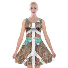 Psychedelic Art Painting Peace Drawing Landscape Art Peaceful Velvet Skater Dress by Sarkoni