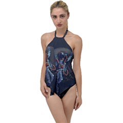 Illustration Drunk Astronaut Go With The Flow One Piece Swimsuit by Bedest