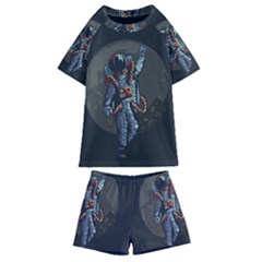 Illustration Drunk Astronaut Kids  Swim T-shirt And Shorts Set by Bedest