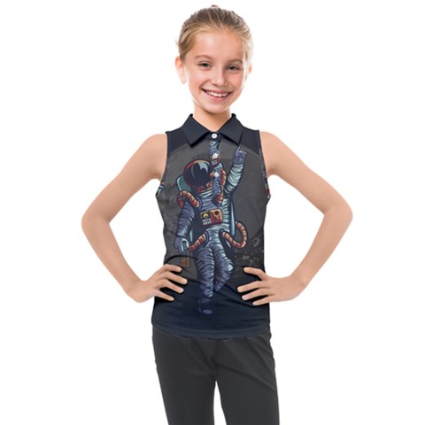 Illustration Drunk Astronaut Kids  Sleeveless Polo T-shirt by Bedest