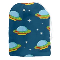 Seamless Pattern Ufo With Star Space Galaxy Background Drawstring Pouch (3xl) by Bedest