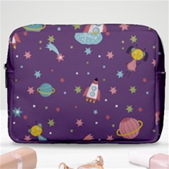 Space Travels Seamless Pattern Vector Cartoon Make Up Pouch (large) by Bedest