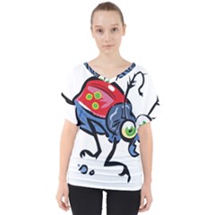Bug Black Insect Animal V-neck Dolman Drape Top by Sarkoni