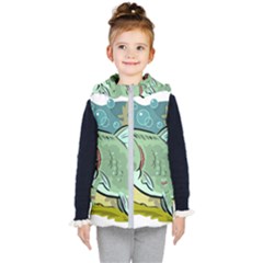 Fish Hook Worm Bait Water Hobby Kids  Hooded Puffer Vest by Sarkoni