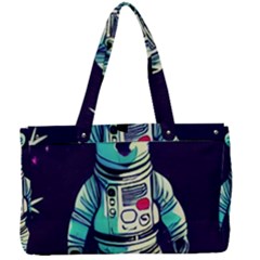 Bear Astronaut Futuristic Canvas Work Bag by Bedest