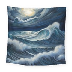 Waves Storm Sea Square Tapestry (large) by Bedest