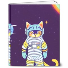 Cat Astronaut Space Retro Universe 8  X 10  Hardcover Notebook by Bedest