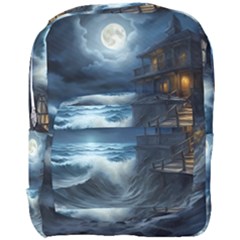 House Waves Storm Full Print Backpack by Bedest
