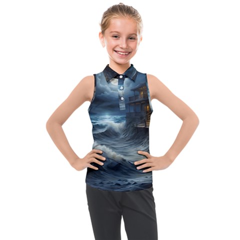House Waves Storm Kids  Sleeveless Polo T-shirt by Bedest