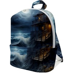 House Waves Storm Zip Up Backpack by Bedest