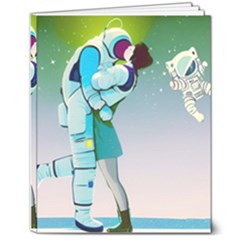 Astronaut Cat Retro Cute Alien 8  X 10  Softcover Notebook by Bedest