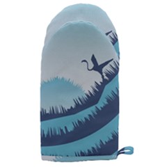 Swan Flying Bird Wings Waves Grass Microwave Oven Glove by Bedest