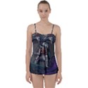 Illustration Astronaut Cosmonaut Paying Skateboard Sport Space With Astronaut Suit Babydoll Tankini Set View1
