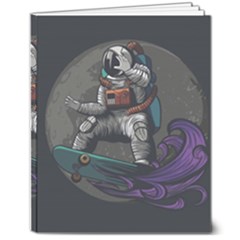 Illustration Astronaut Cosmonaut Paying Skateboard Sport Space With Astronaut Suit 8  X 10  Softcover Notebook by Ndabl3x