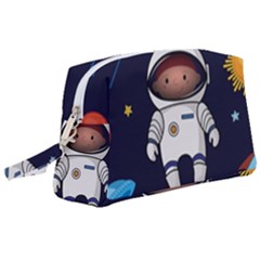 Boy Spaceman Space Rocket Ufo Planets Stars Wristlet Pouch Bag (large) by Ndabl3x