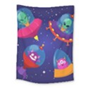 Cartoon Funny Aliens With Ufo Duck Starry Sky Set Medium Tapestry View1