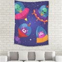 Cartoon Funny Aliens With Ufo Duck Starry Sky Set Medium Tapestry View2