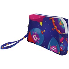 Cartoon Funny Aliens With Ufo Duck Starry Sky Set Wristlet Pouch Bag (small) by Ndabl3x