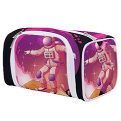 Astronaut Spacesuit Standing Surfboard Surfing Milky Way Stars Toiletries Pouch by Ndabl3x